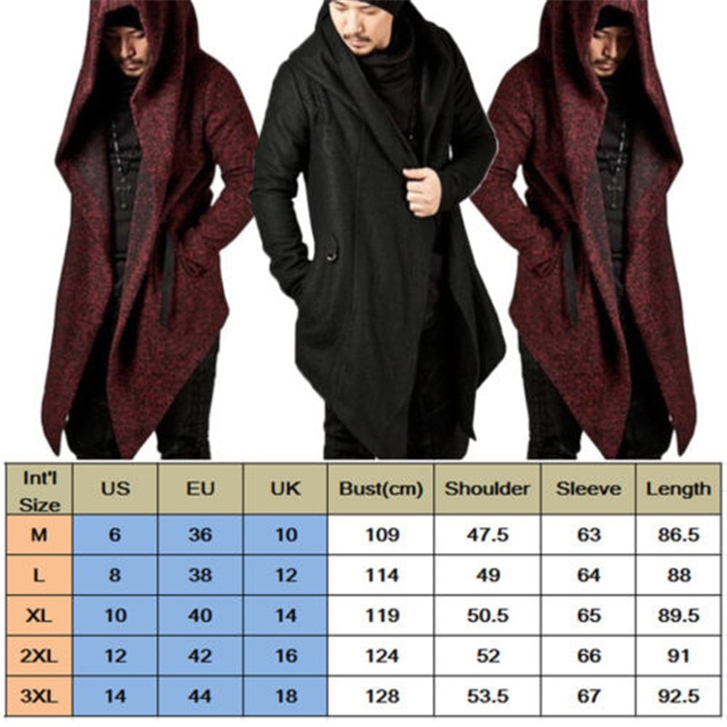 Männer Casual Mit Kapuze Graben Herbst Winter Kleidung Langarm Strickjacke Dünne Graben Solid Mantel Mantel Streetwear Männlichen Mantel