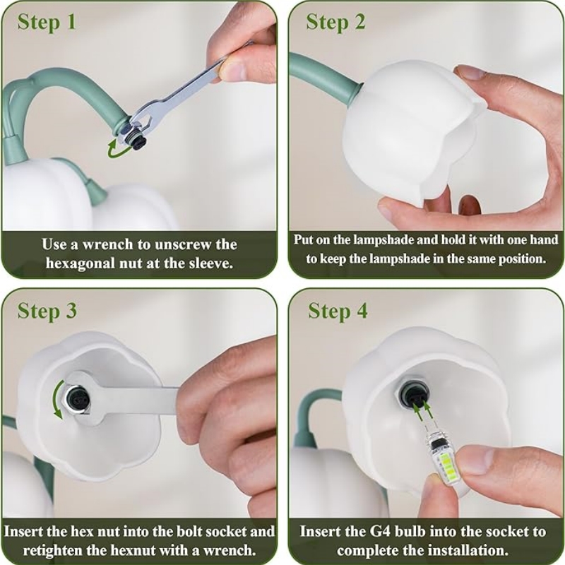 klasyczny kwiatowa lampa stołowa robić domu, 5 lilii lampa nocnych w 3 wzorach kolorów z żarówkami G4 doprowadziło robić sypialni, salonów