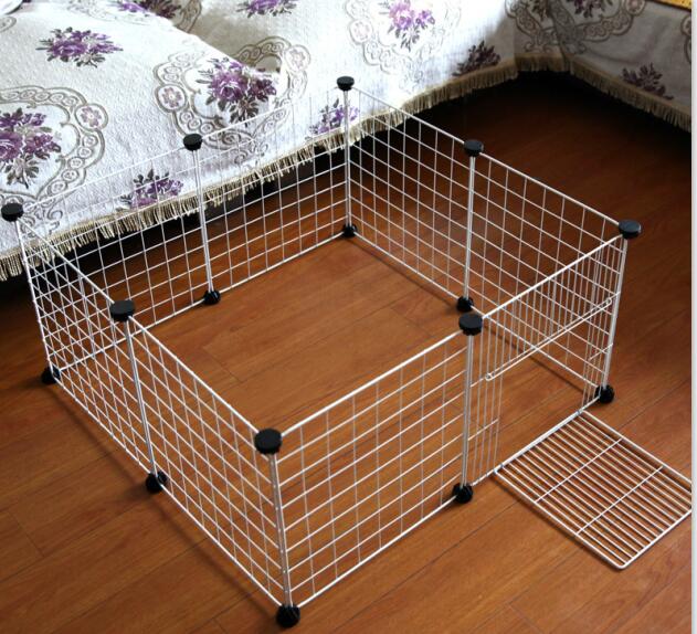 Pet Box Ijzeren Hek Puppy Kennel Opvouwbare Huis Oefening Training Puppy Kitten Ruimte Honden Levert Konijnen Cavia Kooi: 8pcs  with door