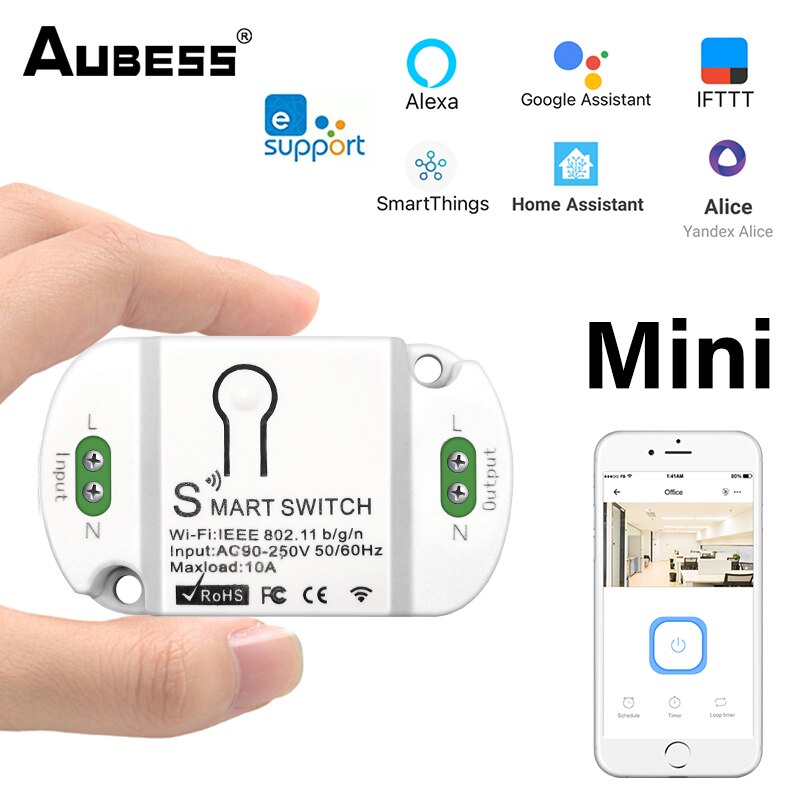 Wifi Smart Diy Schakelaar 10A Mini Smart Lichtschakelaar Smart Home Automation Module Ondersteuning Alexa Google Thuis Voice Controle