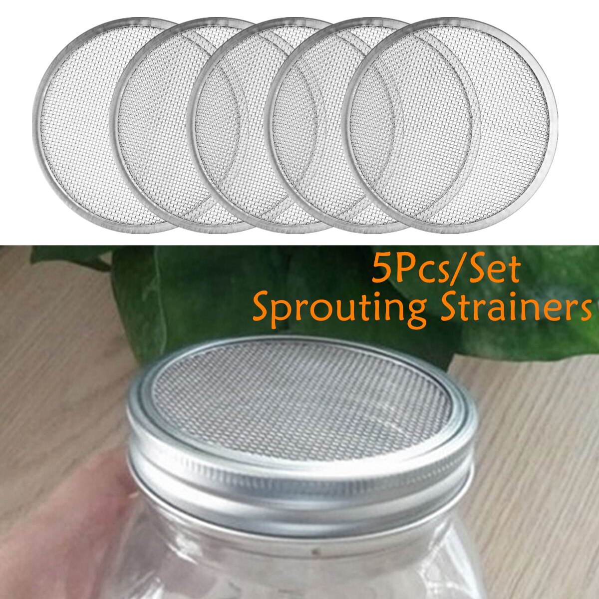 5pcs Seed Sprouting Strainer Canning Mason Jar Mesh Lid Filter Screen to Sift Flour Powdered to Sift Flour for Mason Canning Jar