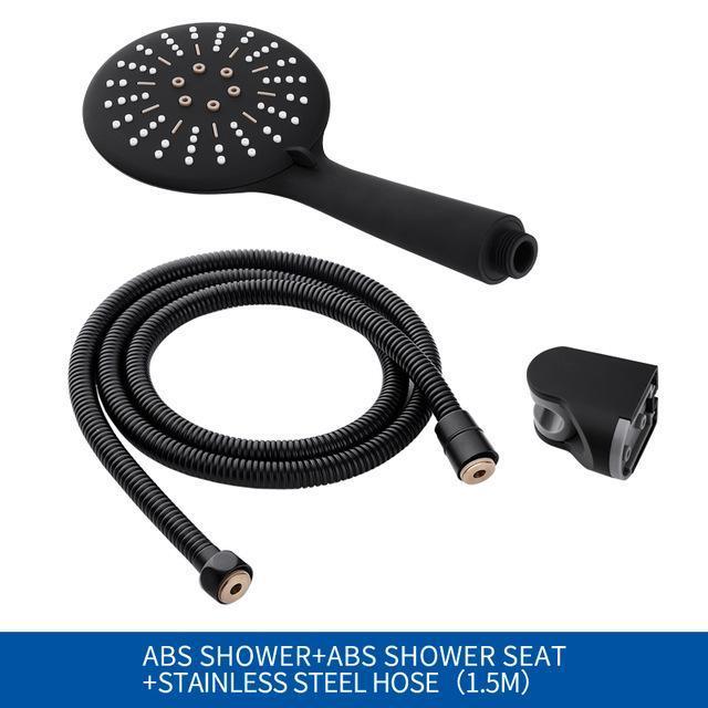 3 Functie Matte Zwarte Hand Held Douchekop Wandmontage Douche Set Met Slang En Douche Houder: Shower Set