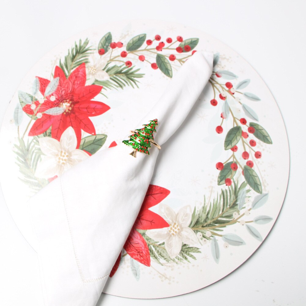 High-end Christmas Tree Napkin Ring Bow Flower Wreath Mouth Ring Hotel Sample Room Set Table Christmas Napkin Buckle