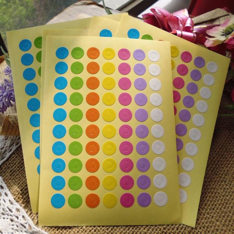 10 ark farverige ringlabelklistermærker til tagforstærkningshulklistermærker