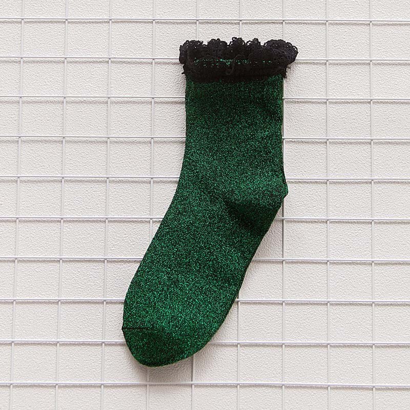 [COSPLACOOL] złoty srebrny jedwab błyszczące koronki brokat skarpety kreatywne, ręcznie robione, skarpetki damskie księżniczka Sokken japonia Reto Calcetines Mujer: 4