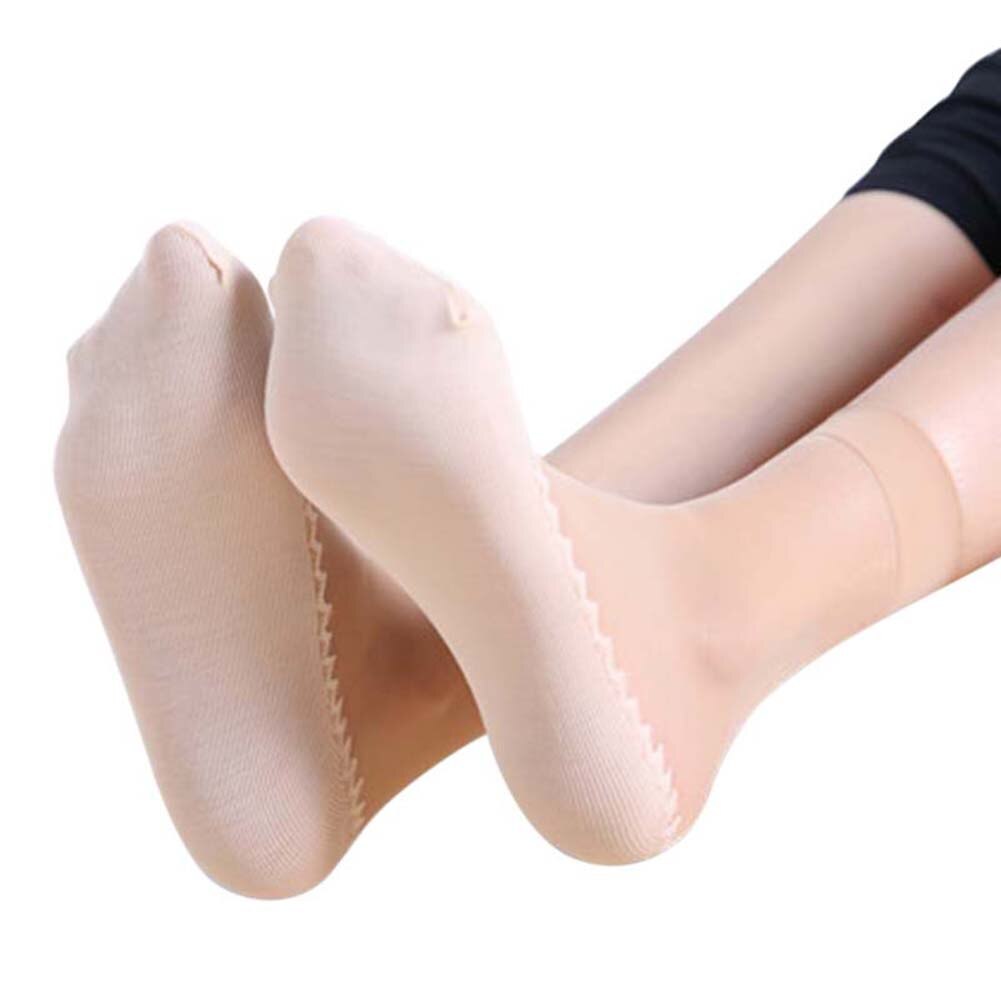 1 par forår sommer kvinder bløde sokker afslappet skridsikre bund splice gennemsigtige damer piger tynd silke sok jan 88: Hudfarve