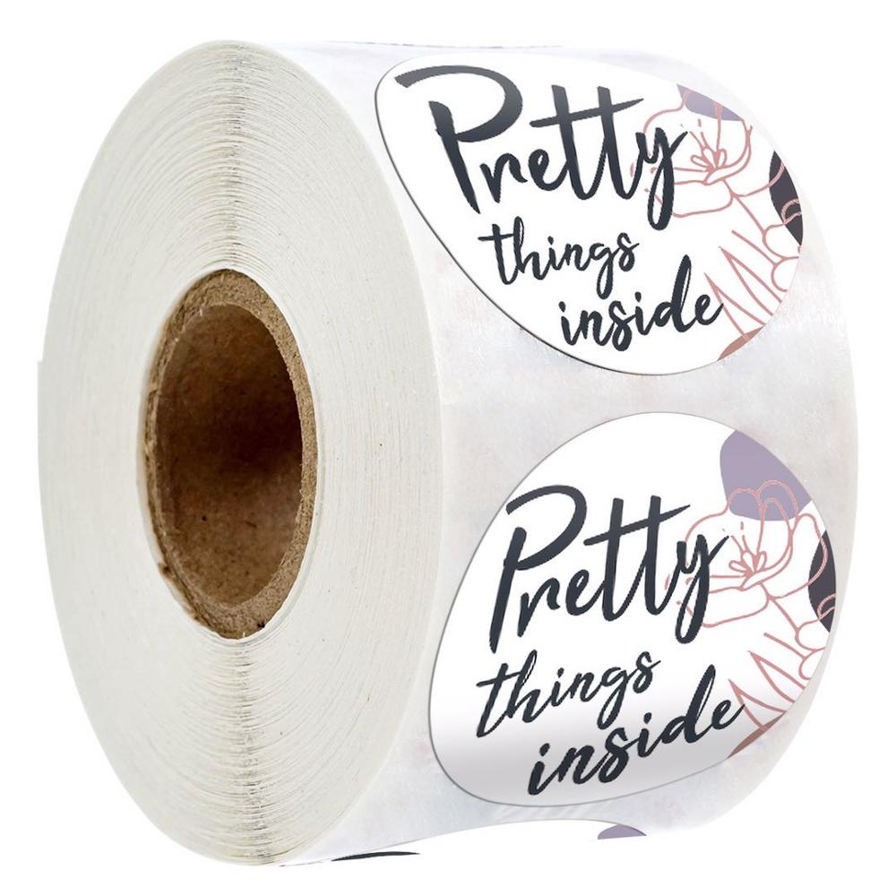 Pretty Thing Inside Sticker With Rose 500pcs Thank You Seal Labels For Handmade , Food, Business Envelope Card Stationery: White Stickers