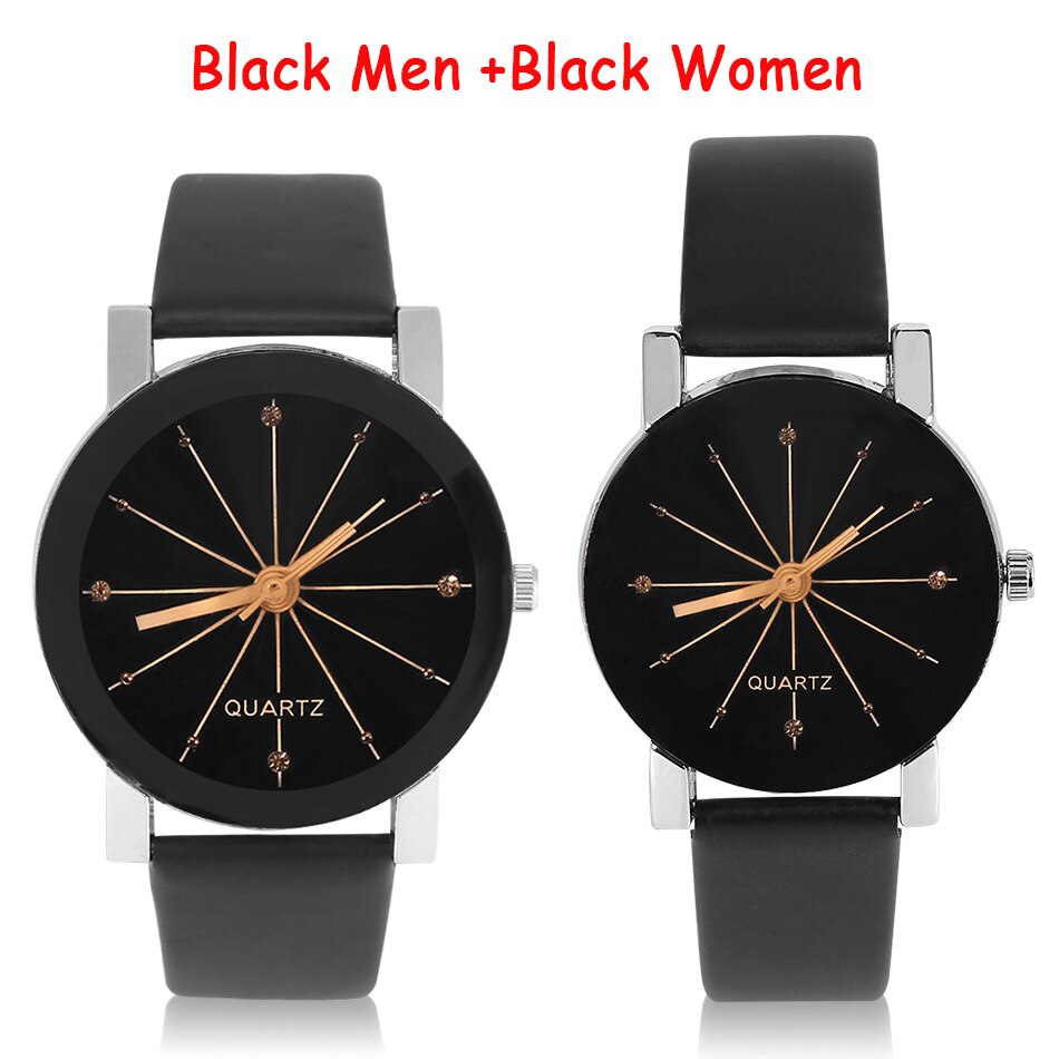 Dames quartzhorloges relogio masculinos wijzerplaat tijd herenklok pu leren jurk ronde kast uur liefhebbers horloge bayan kol saat: Mannen vrouwen 04 03