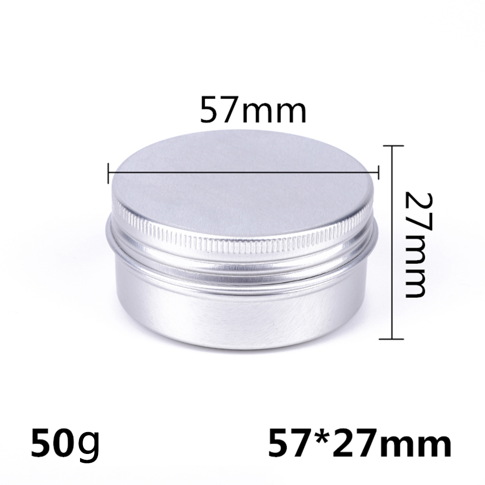 Boîte ronde vide en aluminium Portable, boîtes en métal et étain, bricolage crème argent, boîtier en aluminium, 5/10/15/20/30/50/60/80/100/110/150/200g