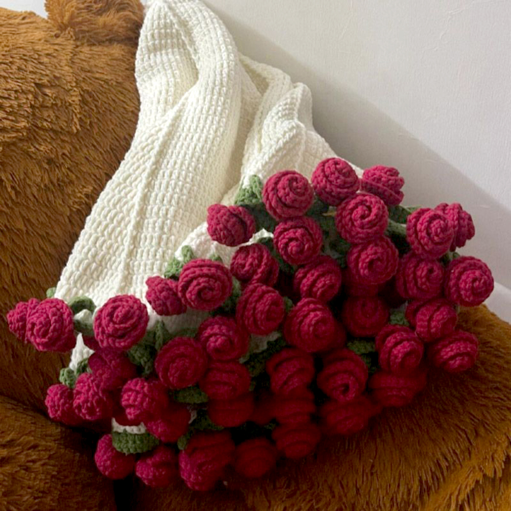 Gehaakt bloemenboeket Diy handgeweven bloemboeketdeken Ultrazacht ademend romantisch gebreide bloemen gooien dekens