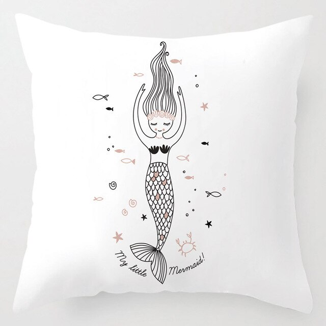 Kids Kussenhoes Roze Leuke Kawaii Herten Beer Konijn Walvis Eenvoudige Illustratie Mermaid Eenhoorn Kussensloop Voor Meisjes Kamer Decor