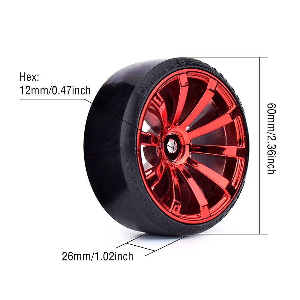 4 Uds 1/10 RC Drift ruedas de carretera neumático de patrón duro para 1/10 Traxxas D4 HSP HPI Sakura TT01 Tamiya Drifting RC accesorios de coche