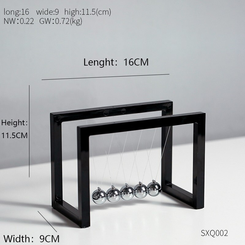 Modern Perpetual Motion Machine Newton's Pendulum Physics Teaching Supplies Science Home Decor Office Desk Decor: ABS frame-black