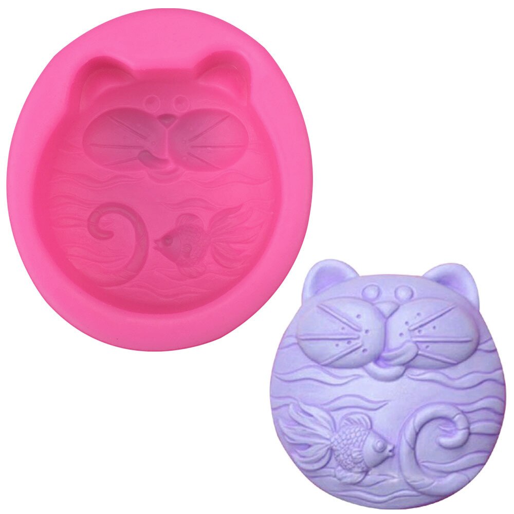 Moule à savon 3D poisson rouge chat en Silicone, moules en argile d&#39;art, Fondant, chocolat, savon fait main, bougie, outils de décoration de gâteaux