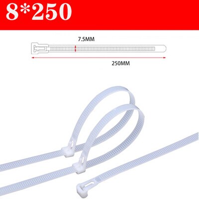30PCS reusable self-locking plastic nylon cable ties, fixed nylon cable ties and detachable zipper cable ties, binding straps: 8x250white 30PCS