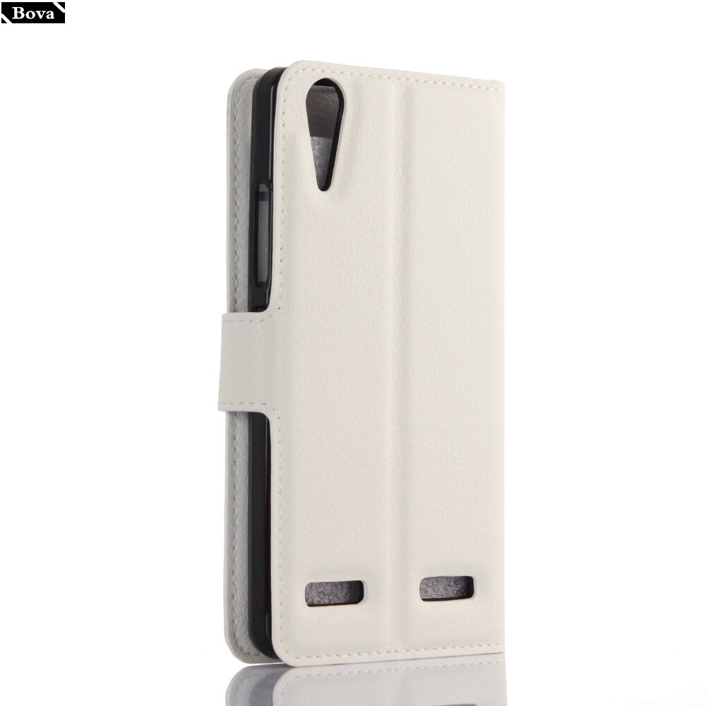 PU Leather Wallet Phone Case - for Lenovo A6010 - Card Holder & Kickstand - Protective Flip Cover: White JFC