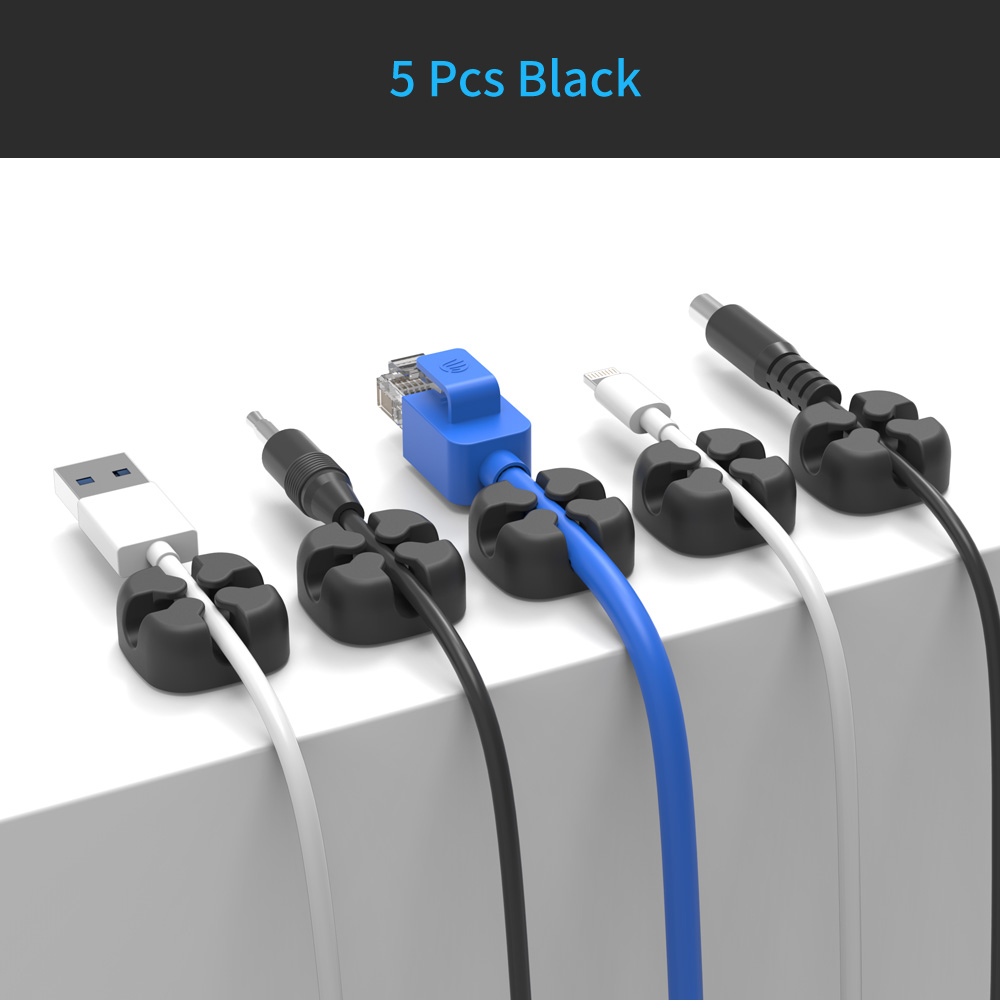 ORICO CBSX Cable Winder Silicone Cable Organizer USB Cable Management Clips Cable Holder For Mouse Headphone Earphone: CBSX Black 5