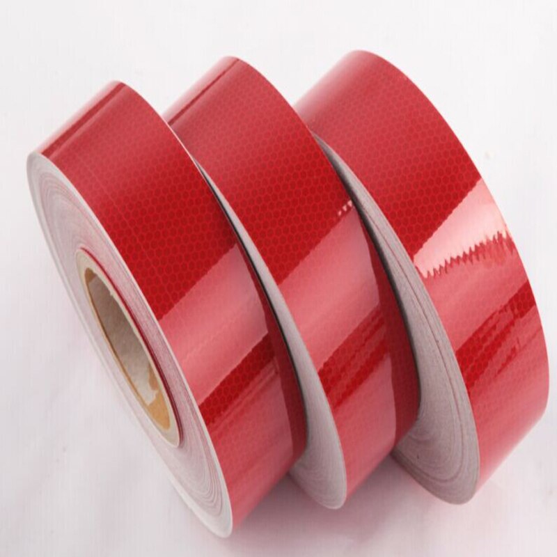 Autocollants matériau réfléchissant 5cm x 1m, bande adhésive haute résistance pour voiture, pour camion, autocollants de sécurité, accessoires de moto rouge blanc
