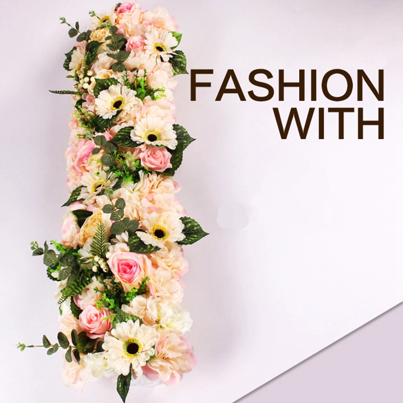 100cm gør-det-selv bryllup blomstervæg kunstig blomst række silke pæon rose scene arrangement dekoration bryllup jern bue baggrund