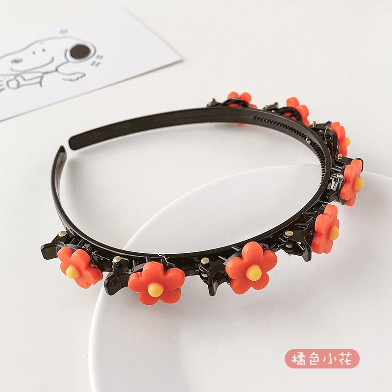 Kinderen Leuke Bloem Gevlochten Haarband Gebroken Haar Artefact Meisjes Niet Pijn Haarspeld Hoofdband Haarspeld Hoofdtooi Vrouwelijke: 13 Orange Flowers