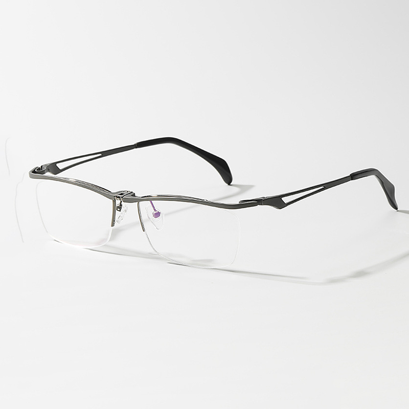 Montura de Gafas de titanio puro para hombre y mujer, anteojos ultraligeros Vintage ovalados, graduados, Gafas ópticas de tendencia para Miopía: gun-grey