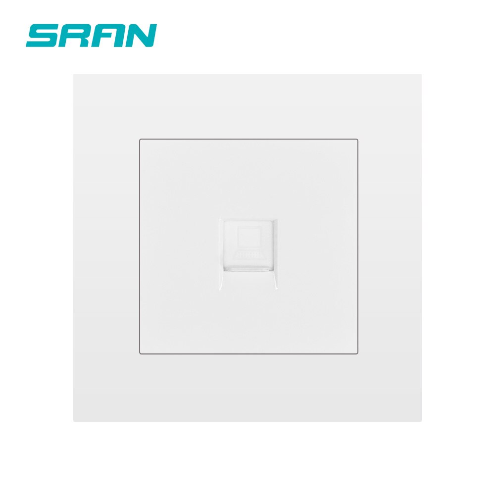 SRAN wall rj45 socket,5 category computer network interface flame retardant PC panel 86mm*86mm white internet outlet: White A1