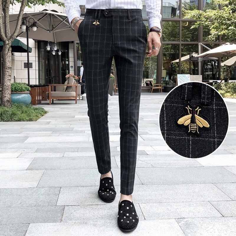 Zomer Plaid Broek Heren Pantalones Hombre Formele Broek Voor Heren Dress Broek Mens Business Vestido Sociale Broek Office Slim