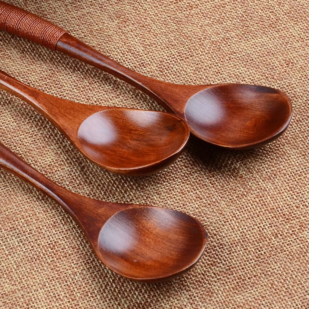 Coffee spoon kitchen cooking utensils soup teaspoon Japanese style tie line coffee honey wooden spoon L0422