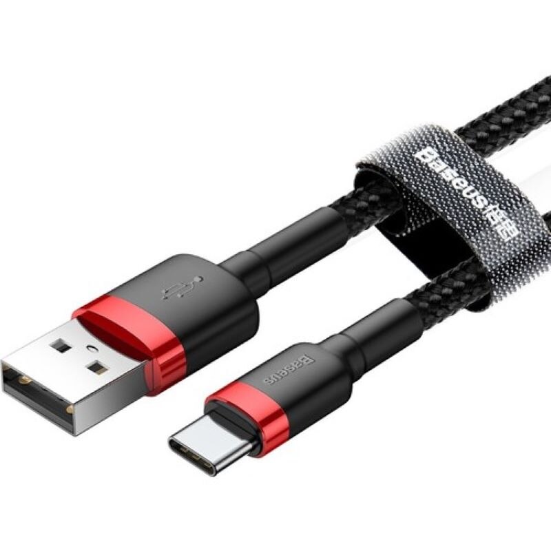 Baseus Cafule Riem Type C 2A Usb Snel Opladen Kabel 2 M-Rood Zwart-CATKLF-C91