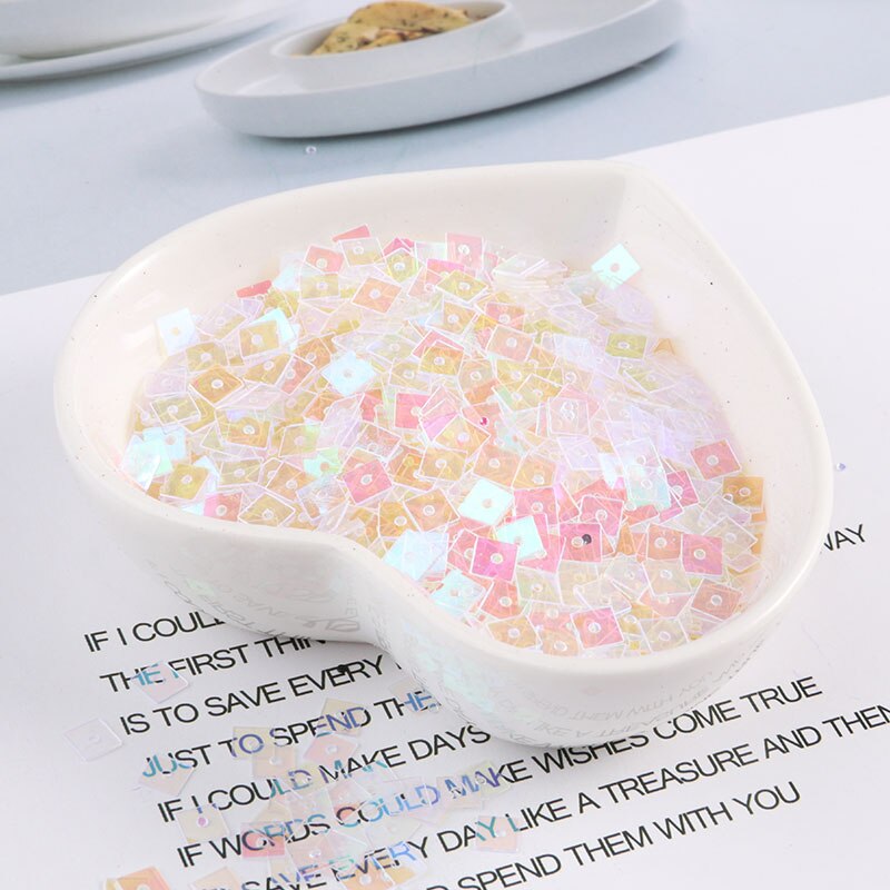 Multi Size 4Mm/5Mm/7Mm Vierkante Pailletten Pailetten/Platte Pvc Sequin Naaien Ambacht, kids Diy Plakboek, Vrouwen Kleding Accessoires: AB Transparent / 4mm 1200pcs 10g