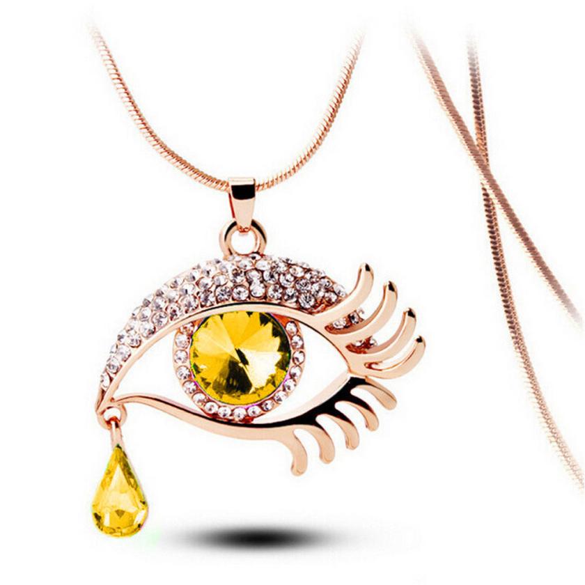 OTOKY Chain Necklaces Crystal Magic Eye Tear Eyelashes Pendant Long Necklace Collana Jewelry Mar13: B