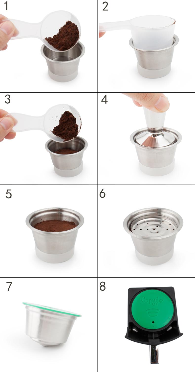 Capsulone/STAINLESS STEEL Metal capsule Compatible with dolce gusto lumio coffee Machine Refillable Reusable capsule pod tamper