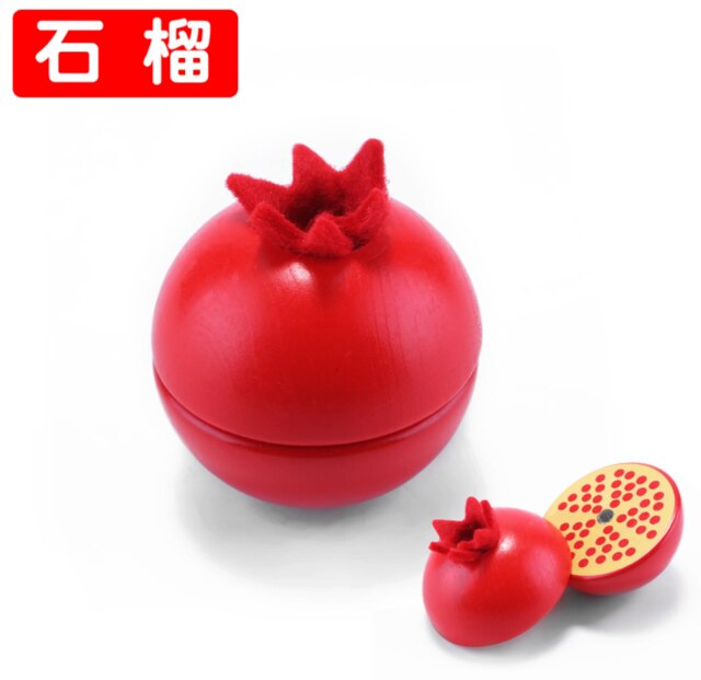 Montessori Educational Toy wooden kitchen toy fruit cutting avocado cut fruit toy house food toy Pretend Play Toy Christmas: Pomegranate