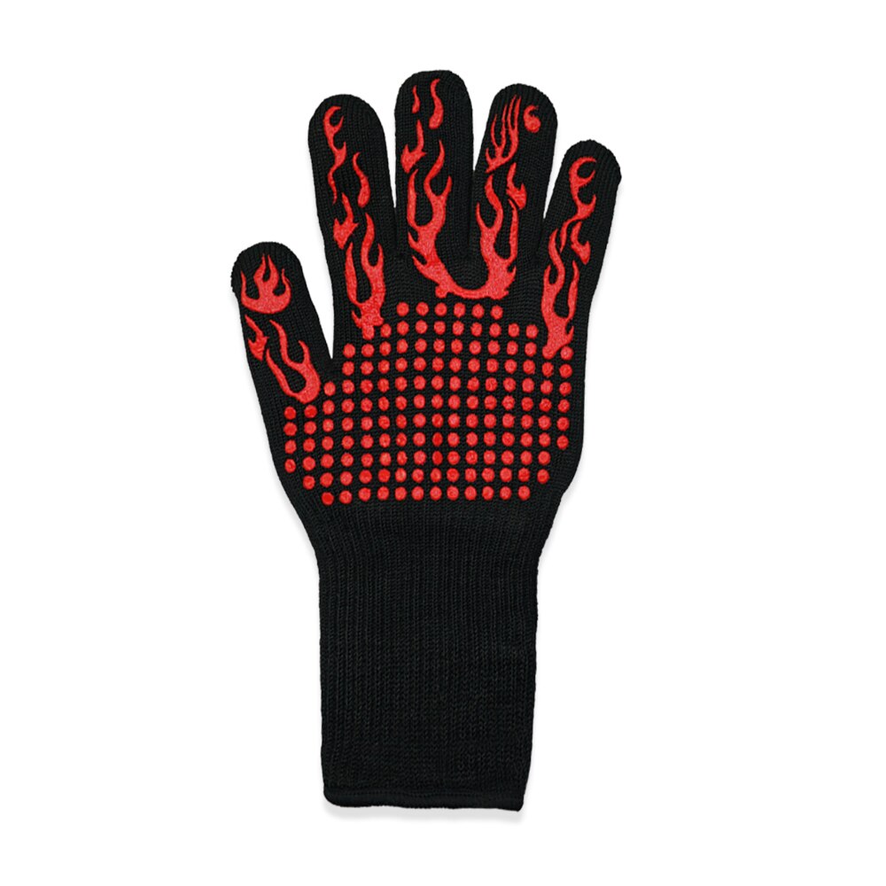Safety Fireproof Gloves Fire Insulation High Temperature Resistant Work Gloves Kitchen BBQ Grill Non-slip Microwave Oven Gloves: one piece Red