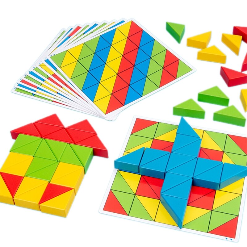 Houten 50 Blokken 10 Card Guide Set, Kinderen Creatief En Educatief Building XX9F