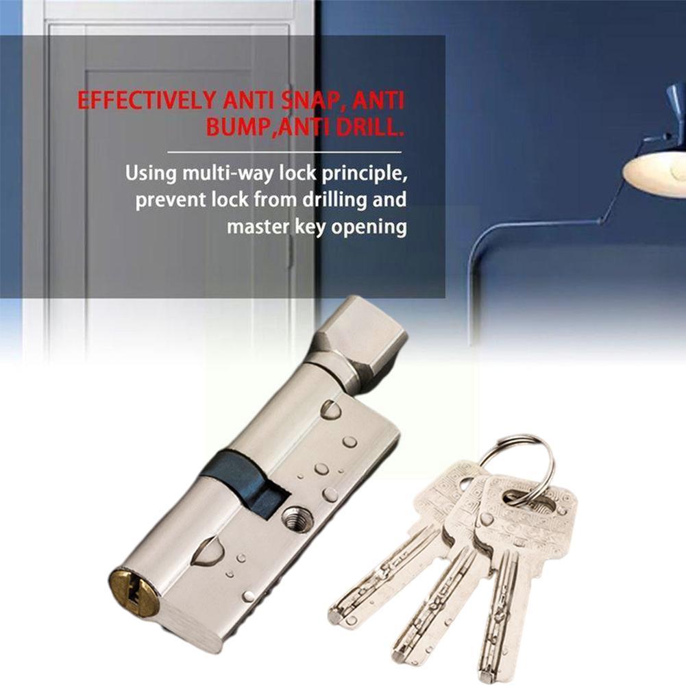 70mm Door Lock Core Door Cylinder Lock Biased Anti-theft 3 Security Pcs Home Interior Key Entrance Bedroom Brass Lock Lock K7Z7