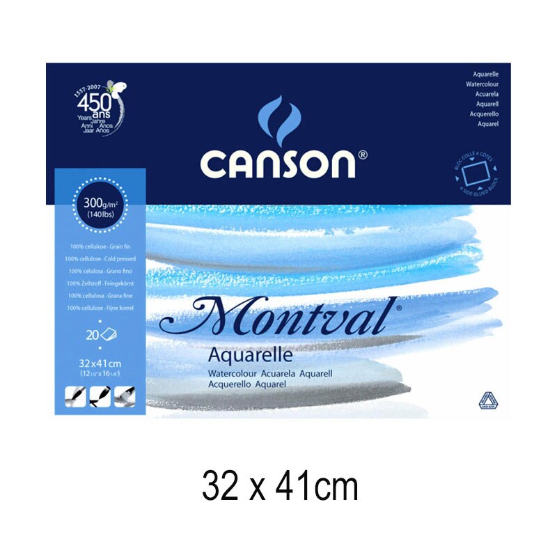 Canson – livre d&#39;aquarelle Montval, 300g, 20 feuilles de papier aquarelle, carnet de croquis, peinture au crayon de couleur: 32x41cm
