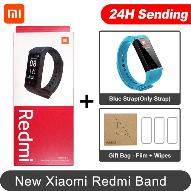 In Magazzino Xiaomi Redmi Band Smart Wristband Fitness Del Braccialetto Più Viso 1.08 "Touch Screen a Colori 14 giorni 2020 redmi banda intelligente: Add Blue N 3 Film