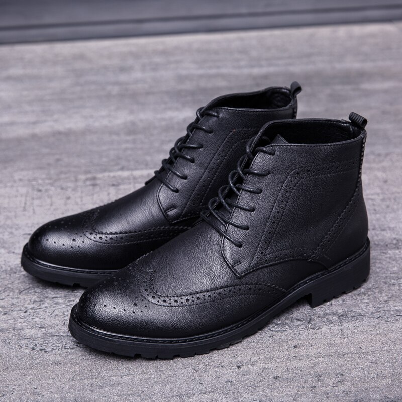 Chaussures en cuir pour hommes, mocassins brogue à lacets, mocassins souples de , à bout pointu, tendance, chaussures oxford décontractées: black / 7