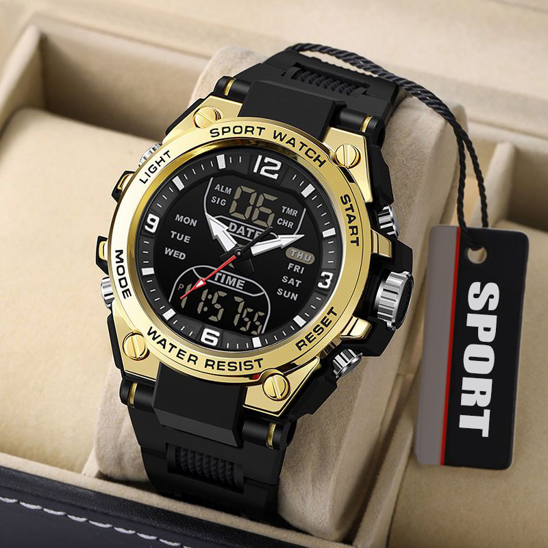 Reloj de pulsera de para hombre, reloj deportivo juvenil multifuncional de , reloj electrónico de doble pantalla