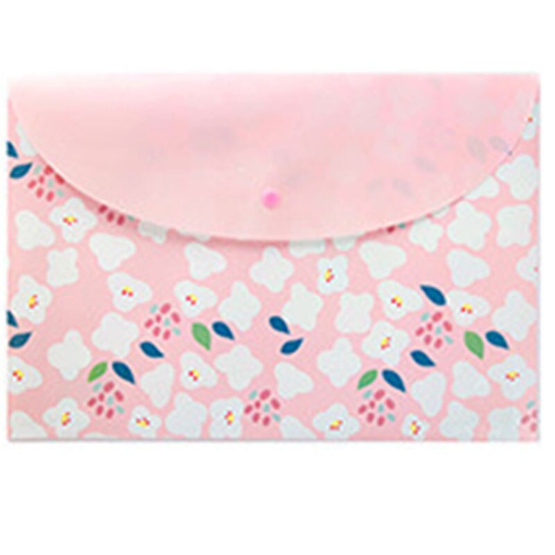 1PC Fresh Floral Filing Production Folder Multi-Function 5/8 Into Mezzanine File A4 Document File Folder School Office: Pink flowers