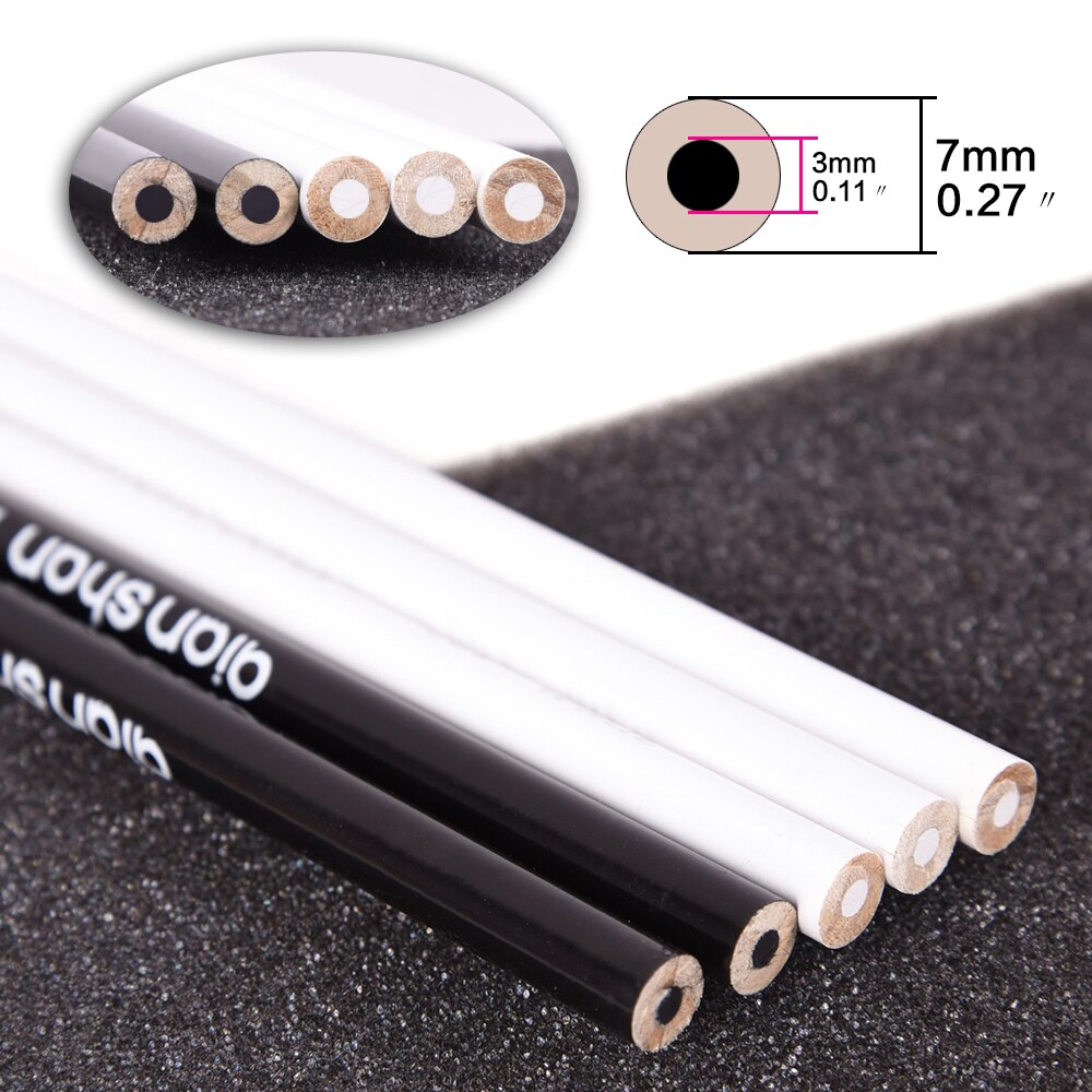 5Pcs Zwart Wit Kleur Potloden-Permanente Kleur Tekening Potlood Olie gebaseerde Houten Kleurpotloden, 2 kleuren van 3 Wit, 2 Zwarte