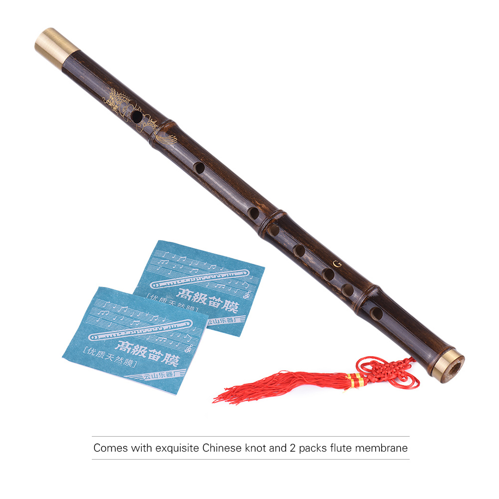 noir bambou Dizi flûte traditionnelle à la main chinois Musical bois Instrument clé de G niveau d'étude