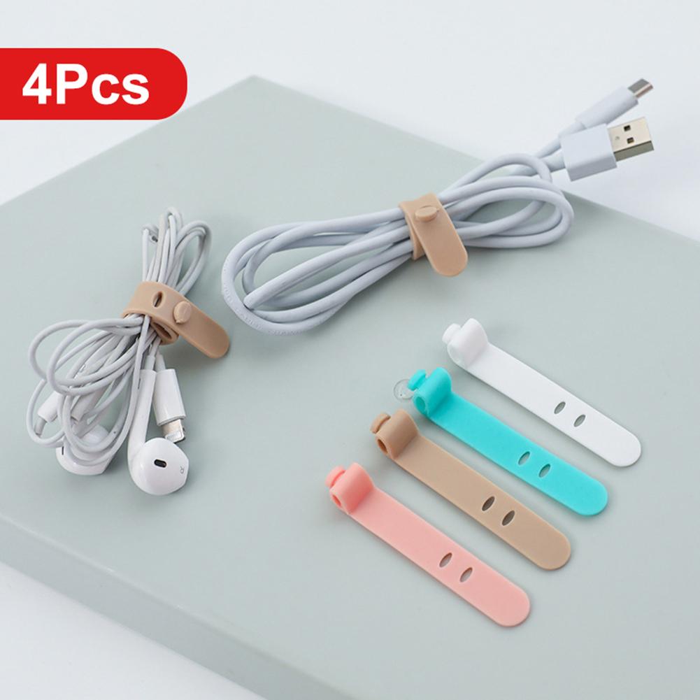 4Pcs Silicone Cable Winder Earphone Cable Desktop Data Line Wire Cord Organizer Wire Winder Cable Organizer Holder Cable Winder