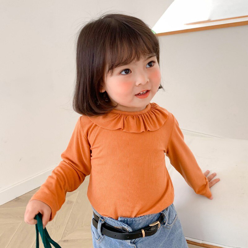 Herfst Baby Meisjes Blouse Stretch Top Kinderen Kids Lange Mouw Meisjes Kraag Onder Shirt Mode Lente Meisjes Tops