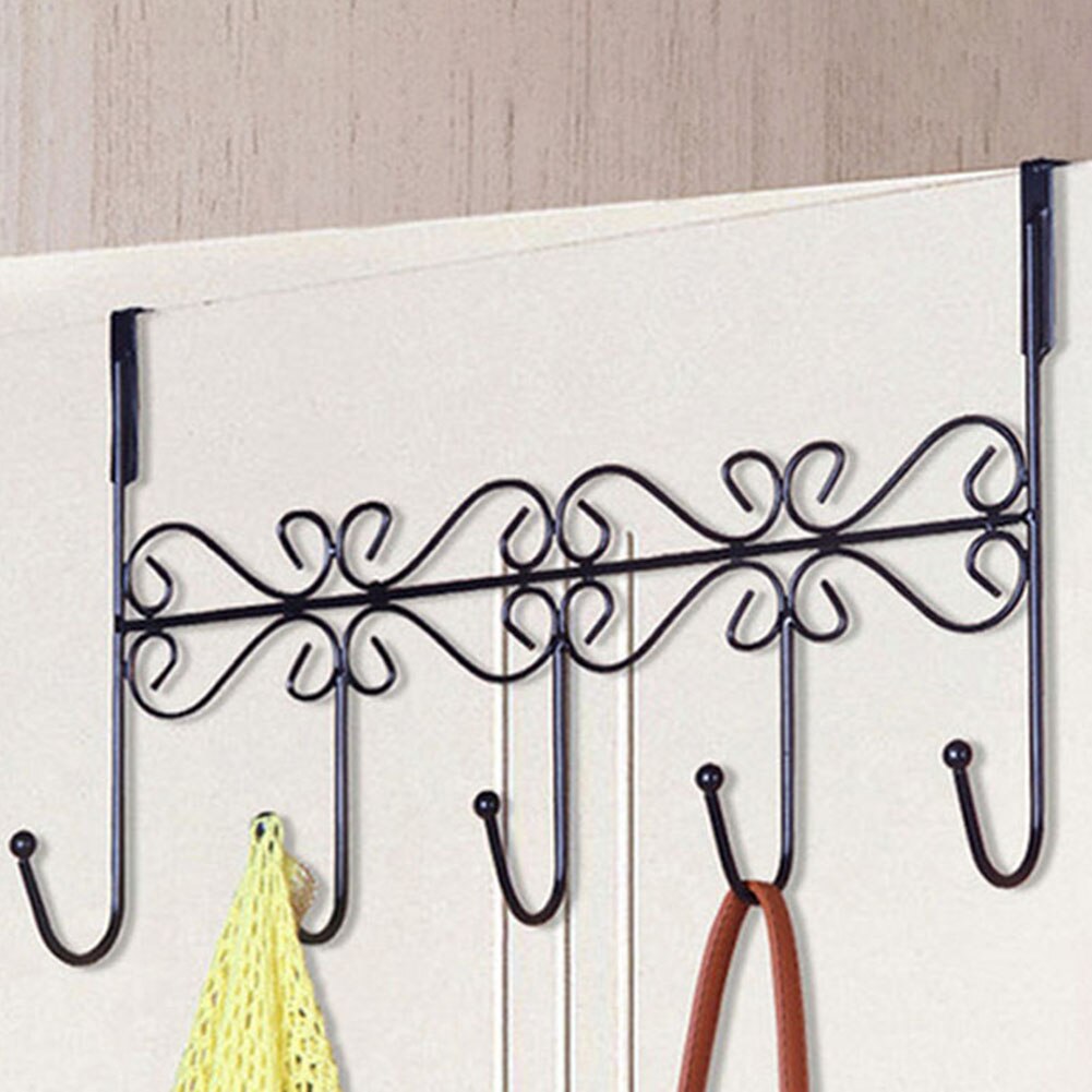 Metalen 5-Haak Achter Deur Hanger Tas Kleren Sleutel Sjaal Opknoping Houder Organizer