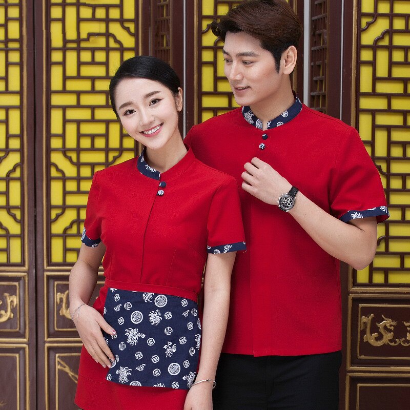 Hotel Uniforms Work Clothes Short Sleeved Summer Waiter Restaurant Fast-food Restaurant Female Uniforms Overalls Clothing