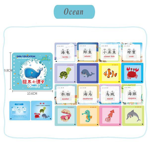 Montessori Painting Drawing Board For Kids Toys Coloring Book Doodle & Magic Pen Magic Water Drawing Book Birthday GYH: Ocean