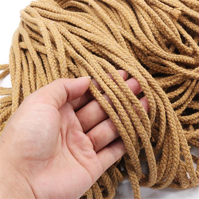 Cordão trançado de algodão para macrame, 5mm x 100m, diy, artesanato, tecido, acessórios têxteis para casa, presente, bege cáqui: Khaki
