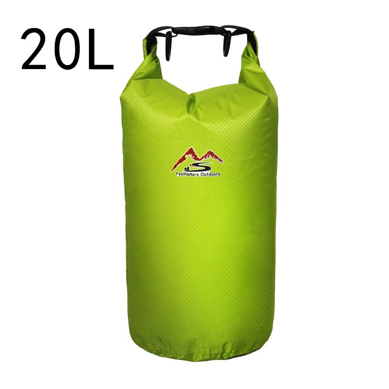 Bolsa impermeable para natación al aire libre de 5L/10L/20L/30L, bolsa seca de almacenamiento para Rafting y Camping con gancho de correa ajustable: green 20L